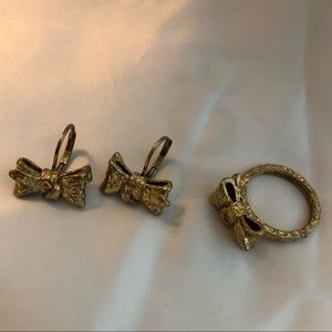 Marc Jacobs golden ring, earrings, & necklace set